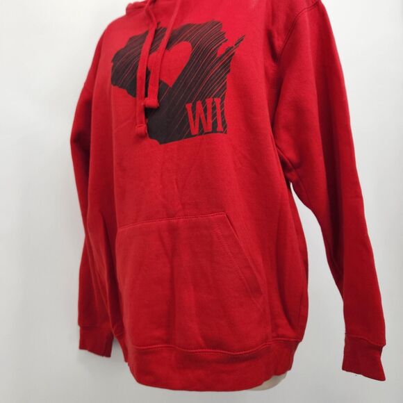 WI State Pullover Hoodie Women's Medium Red Cotton Blend Sweatshirt Souvenir - Picture 5 of 12